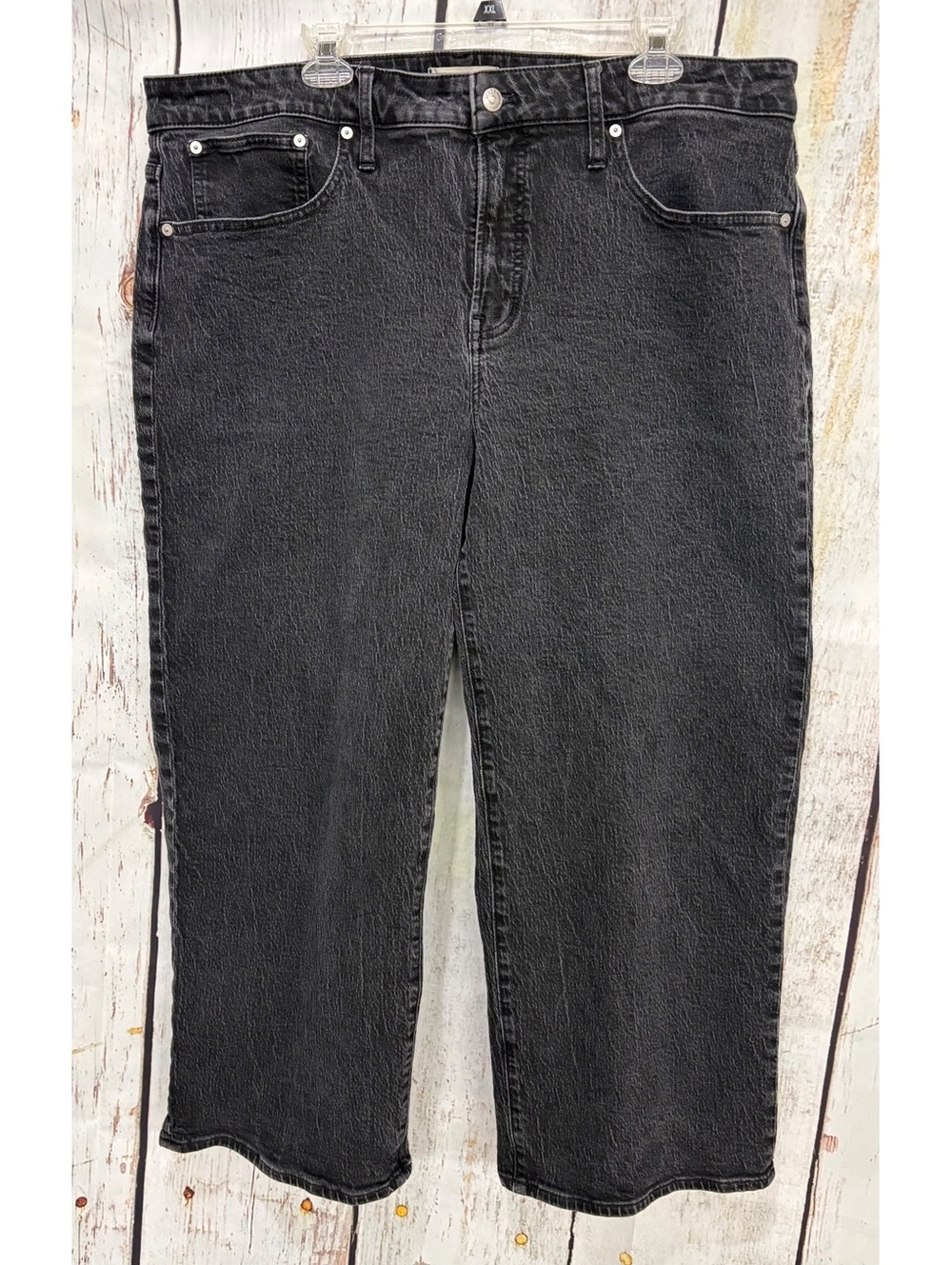 Madewell Women’s 20W Perfect Vintage Wide-Leg Faded Black Jeans Magic Pockets
